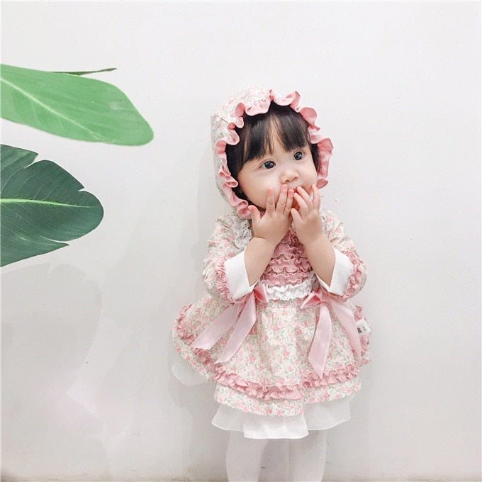 Baby Girl Lolita Floral  Christening Party Frock Boutique 2 Pcs