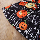 0-24M Baby Girl Halloween Pumpkin Print Long-sleeve Orange Set 2 Pcs