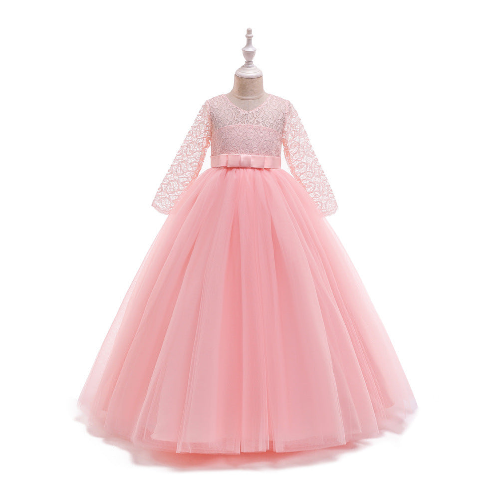 Girl Dresses Luxury Party First Communion Bow Ribbon Princess Dresses 3-12 Years