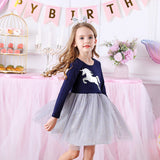 Kid Baby Girls Autumn Casual Long Sleeve Unicorn Princess Dresses