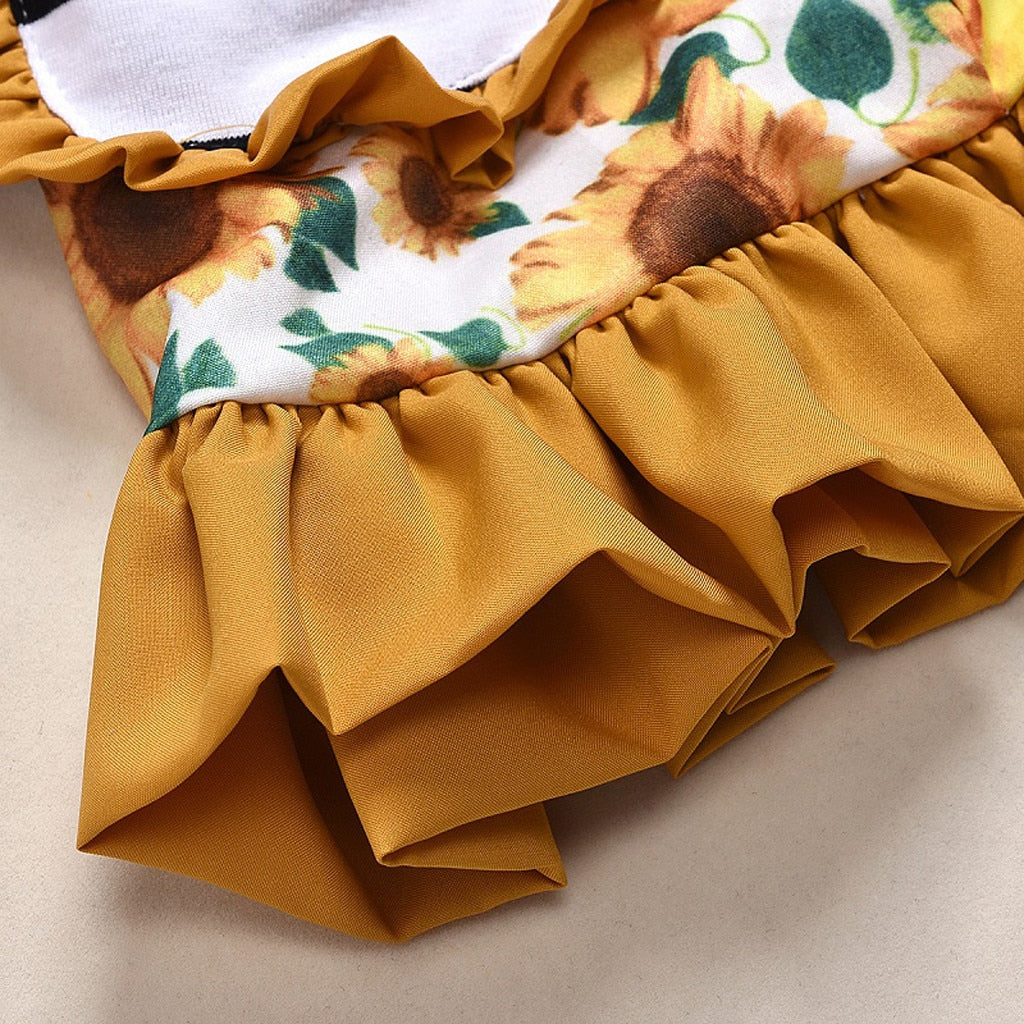 Baby Girls Christmas Sunflower Floral Outfits 2 Pcs 1-6 Years