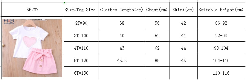 Toddler Girl Outfit  Pearls Heart Valentine Top Skirt 2Pcs Sets