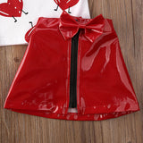 Toddler Girls Summer Set Short Sleeve Red Heart Valentine 2 Pcs Sets