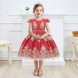 Girls Dress Princess Embroidery Chirstmas Evening Birthday Party Dress - honeylives