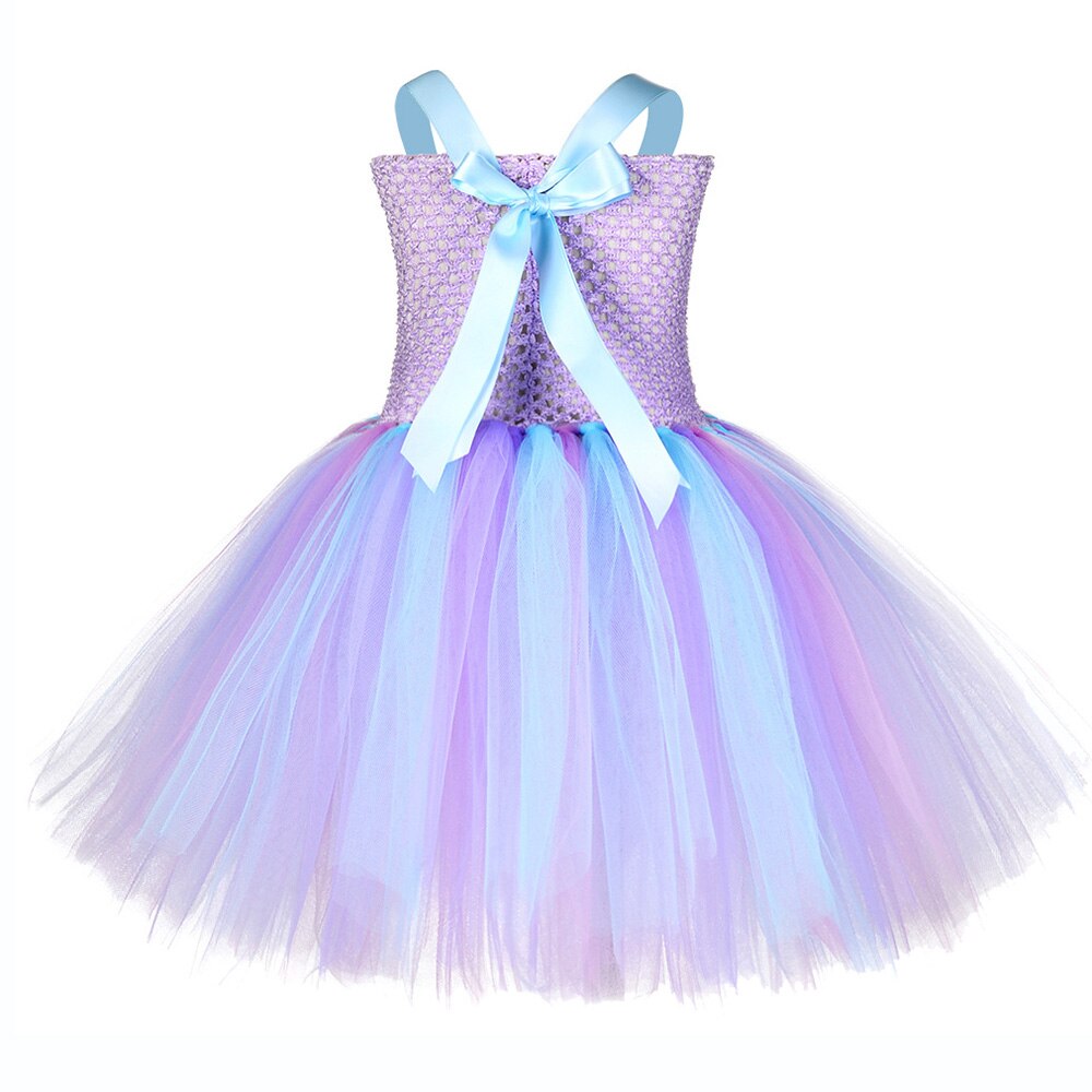 Cute Girl Mermaid Wedding Dresses Shell Pattern Christmas Princess Ariel Mermaid Unicorn Tutu Dress Headband Set - honeylives