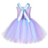 Cute Girl Mermaid Wedding Dresses Shell Pattern Christmas Princess Ariel Mermaid Unicorn Tutu Dress Headband Set - honeylives