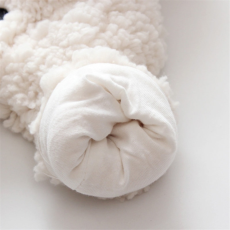 Winter Baby 3D Ears Design Solid Hooded Jumpsuit Romper