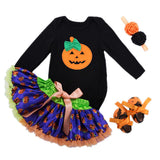 0-24M Halloween Newborn Baby Girl Pumpkin Tutu 3 Pcs Sets