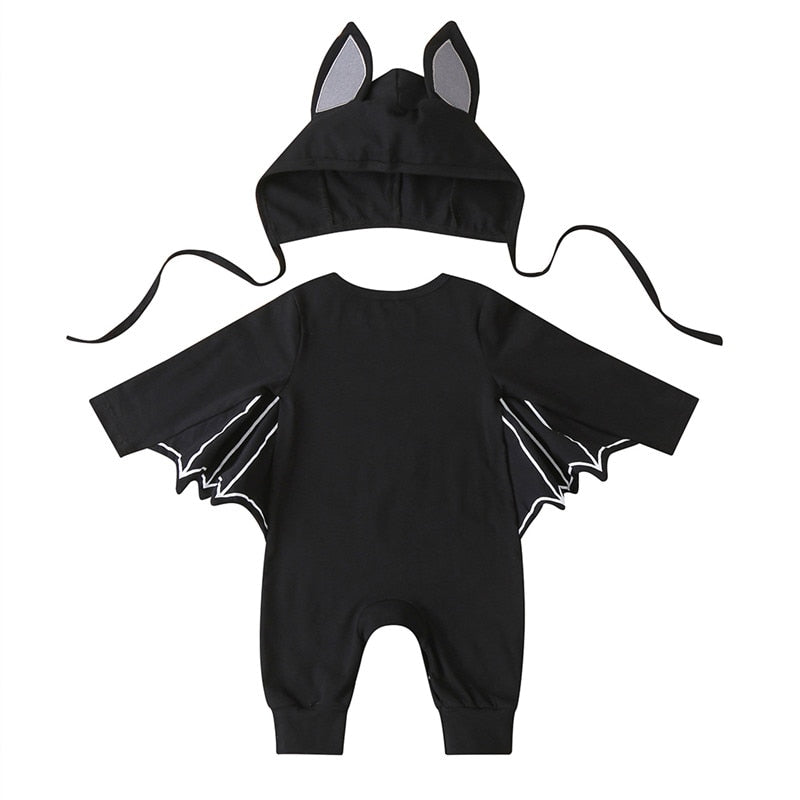 0-24M Halloween Newborn Baby Boys Black Batwing Sleeve Romper