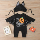 0-24M Halloween Newborn Baby Boys Black Batwing Sleeve Romper