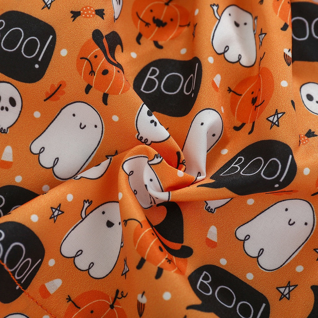 Toddler Baby Girls Halloween Print Skirt Pumpkin 2 Pcs Sets Outfits