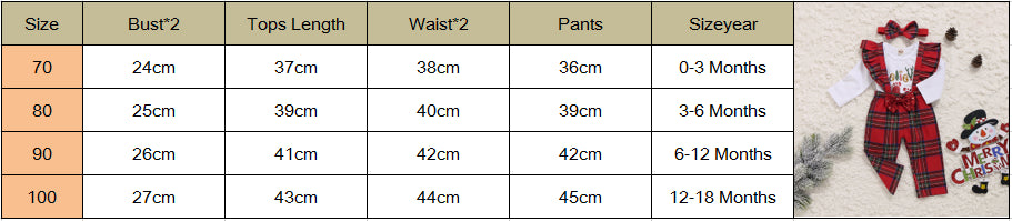 Baby Girl Christmas Jumpsuit 3 Pcs Sets