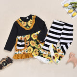 Baby Girls Christmas Sunflower Floral Outfits 2 Pcs 1-6 Years