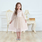 Girls Wedding Lace Long Sleeve Fairy Banquet Autumn Elegant Princess Dresses