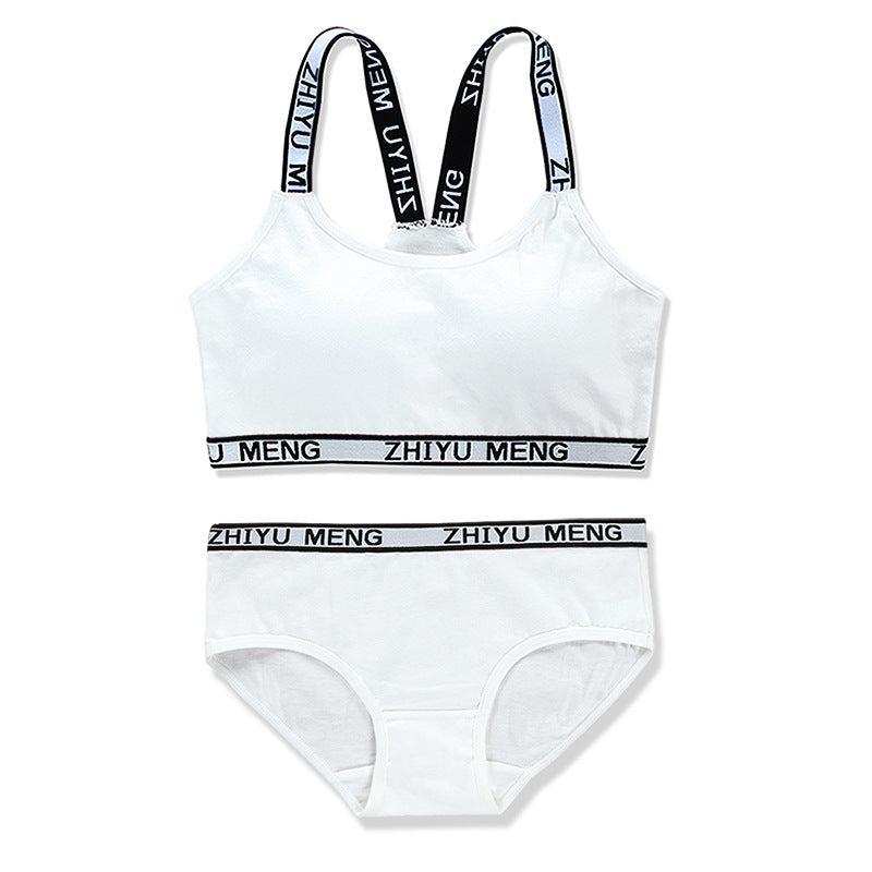 Kid Girls Training Bra Vest Sport Underwear Teen Sets 2 Pcs