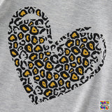 Family Matching Mosaic Mommy and Me Leopard Print Love Heart Dresses