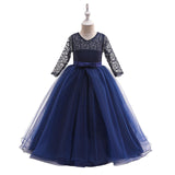 Girl Dresses Luxury Party First Communion Bow Ribbon Princess Dresses 3-12 Years