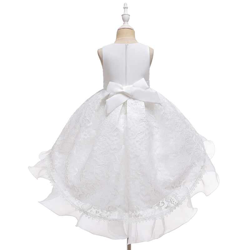 Kids Girl Cake Tutu Flower Dress Lace Party Wedding Formal Dress 3-12Y - honeylives