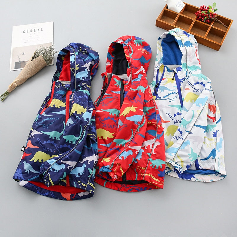 Kids Boy Autumn Winter Dinosaur Jacket Windbreaker Coat