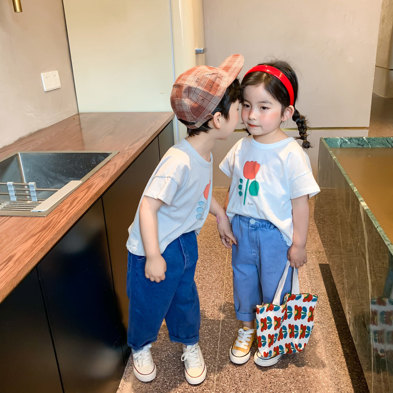 New Arrival Girls Boys Fashin Denim Pants