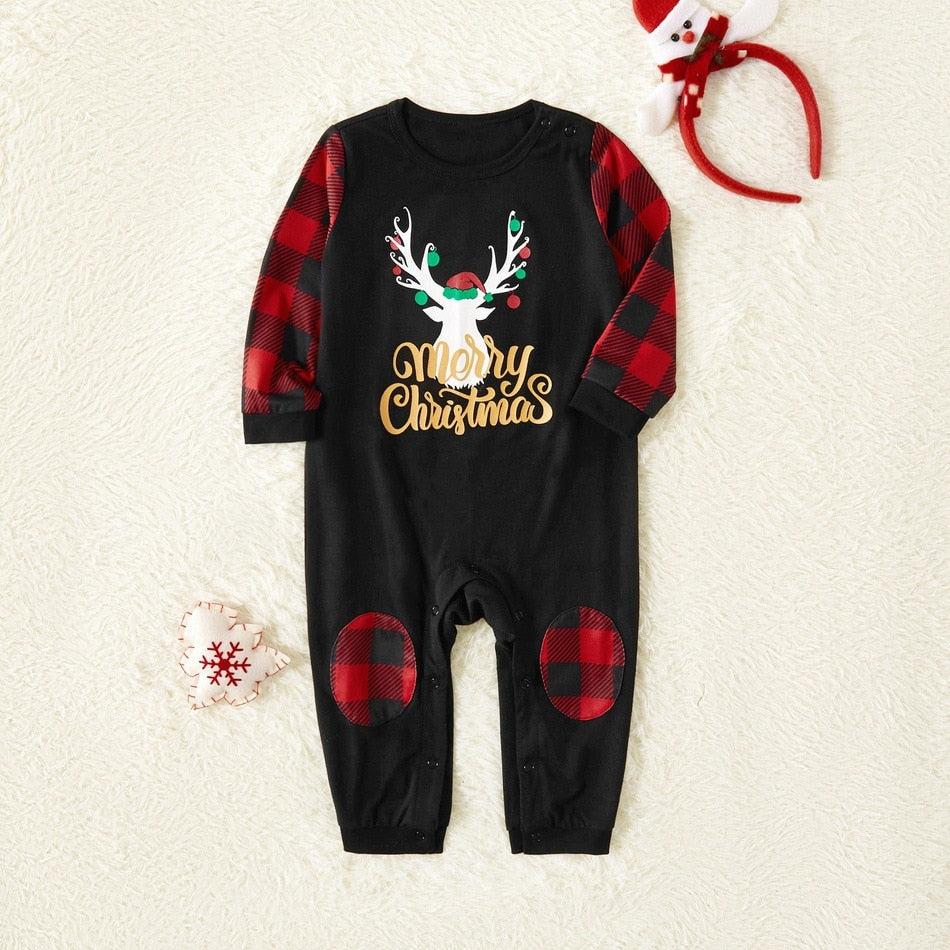 Family Christmas Matching Pajamas Kids Parents Nightwear Outfits