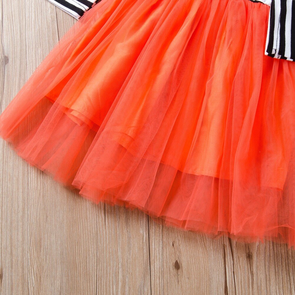 Girl Kids Winter Dress Cotton Boutique Halloween Pumpkin Tulle Dress