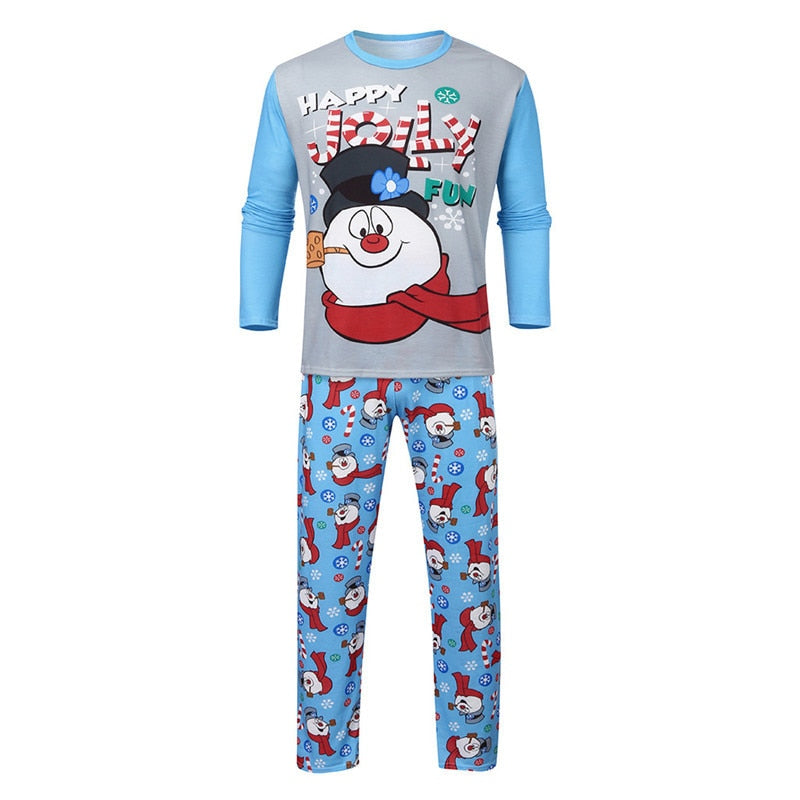 Family Matching Christmas Pajamas Snowman Print Warm Sleepwear