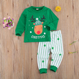 Kid Christmas Pajamas Set Santa Claus Long Sleeve Pullovers Pajamas
