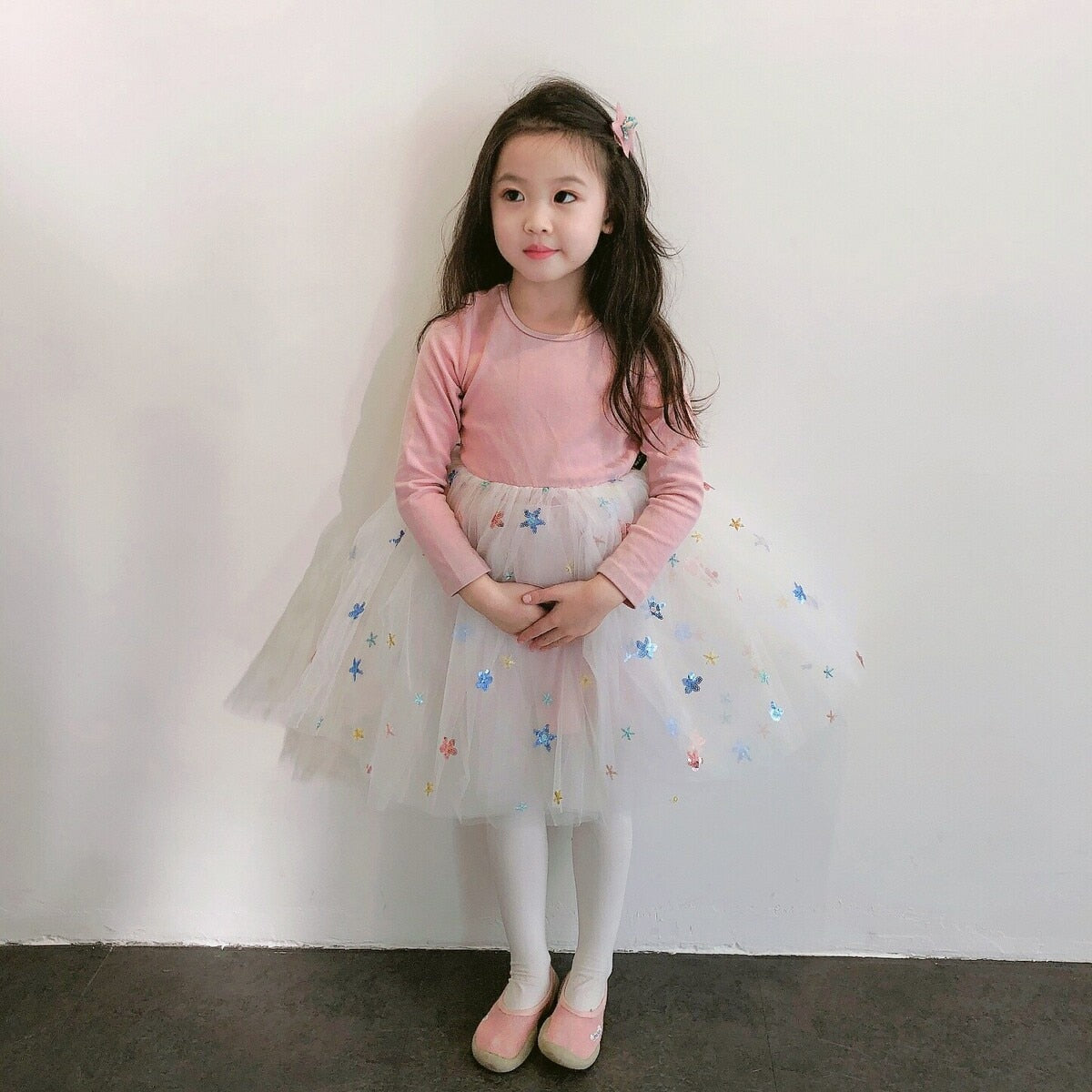 Fashion Girls Tutu Fall Winter Dancing Flower Dresses 2-7T