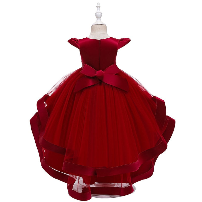 Kids Girl Cake Tutu Flower Dress Children Party Wedding Formal Dress 3-12T - honeylives