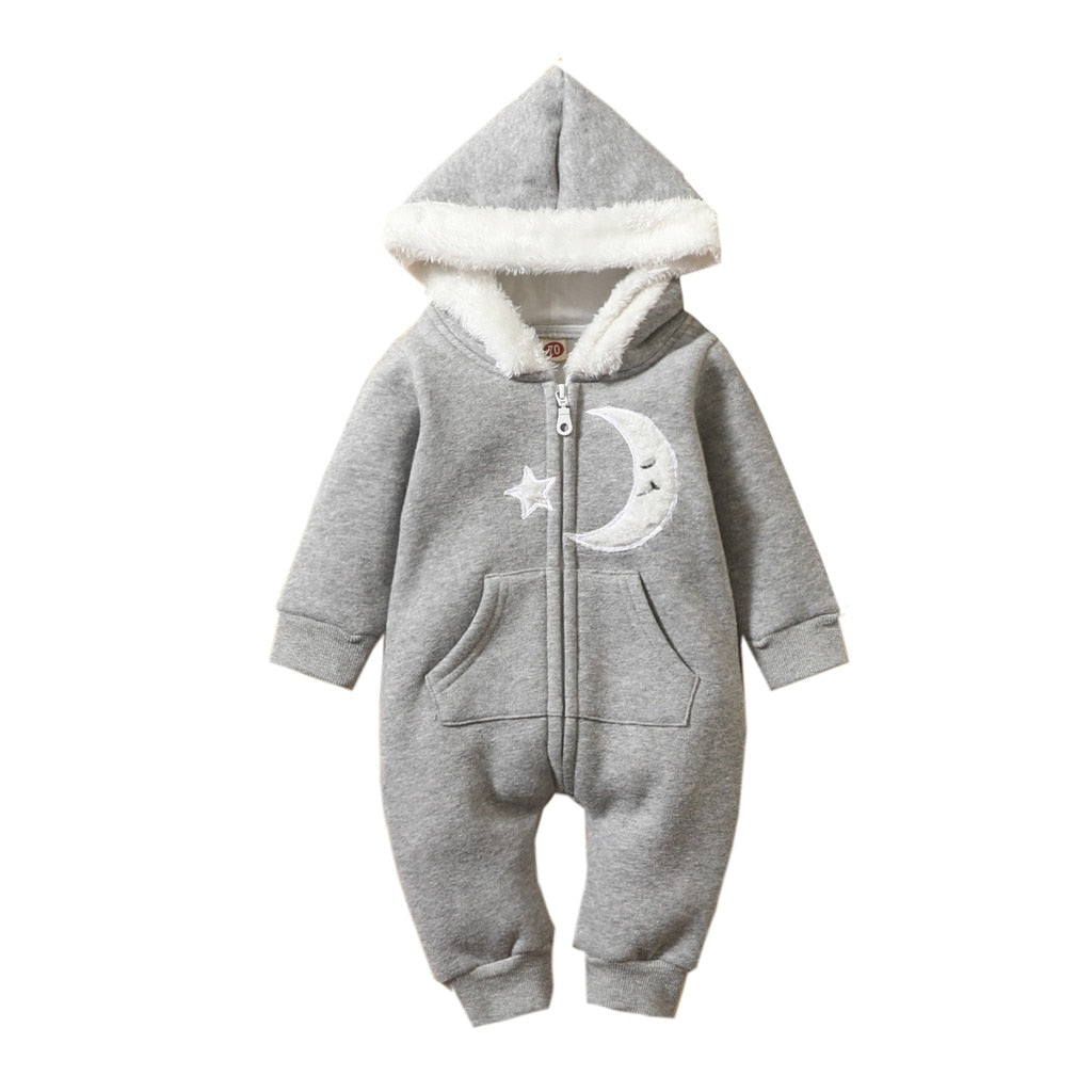 Baby Girls Winter Warm Jumpsuit Thick Romper Outfits Soft Zipper Pockets