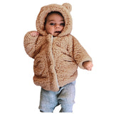 Kids Jacket Winter Warm Fleece Hooded Teddy Bear Coat Outerwear