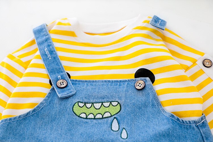 Baby Mädchen Jungen Kleidung Sets Gestreifte Jeans 2Pcs Outfit 1-4 Jahre