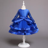 Kid Girl Princess Christmas Long-sleeved Elegant Bow Party Dresses