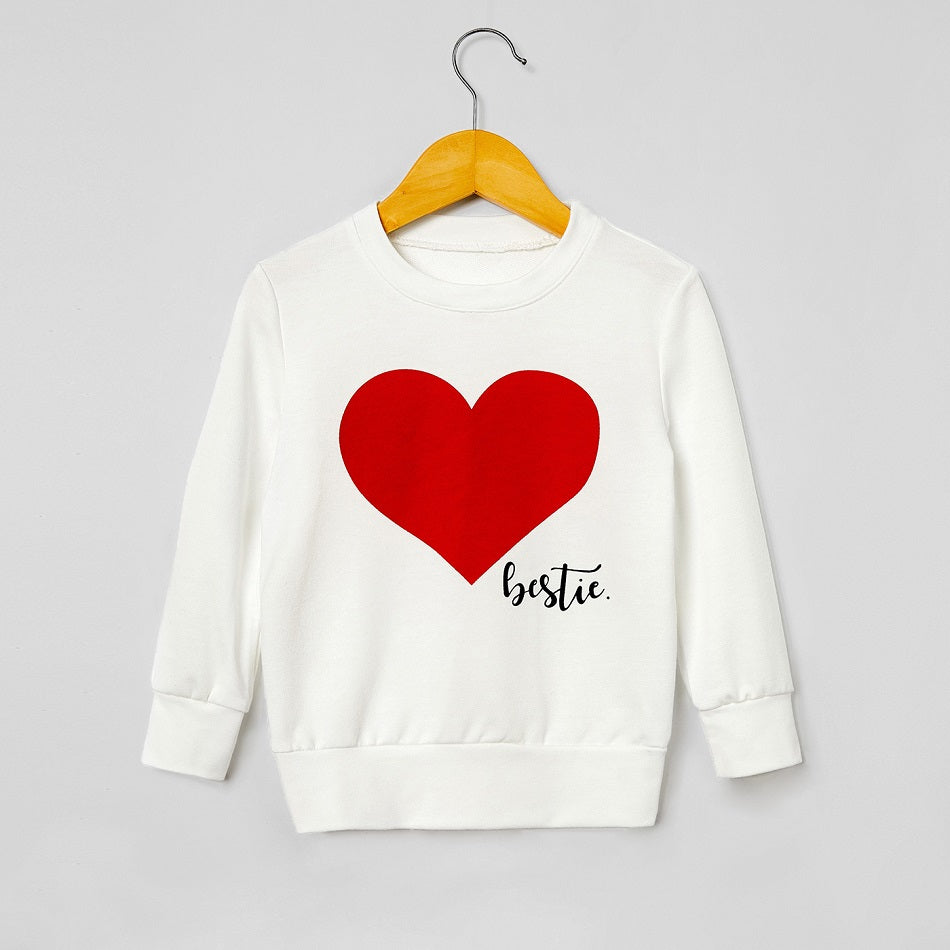Family Matching Mother Kids Love Hoodies Shirts Tops