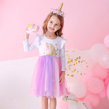 Kid Baby Girls Autumn Casual Long Sleeve Unicorn Princess Dresses
