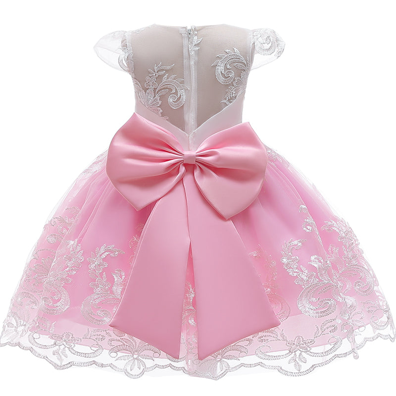 Girl Embroidery Unicorn Big Bow Princess Dress Wedding Party Kids Dresses - honeylives