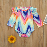 Baby Girls Clothes Set Autumn Long Sleeve Tie Dye Color Romper Outfits 0-18M