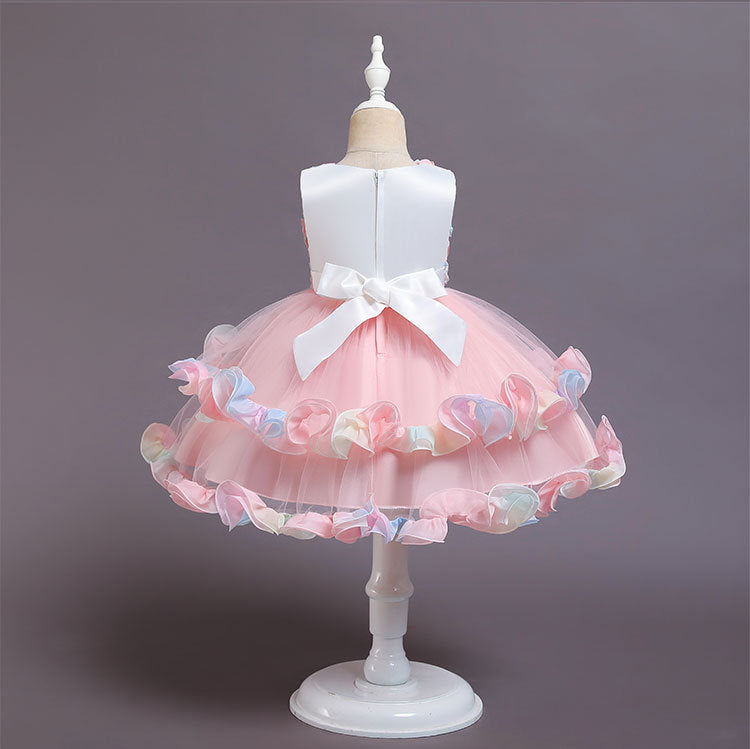 Kid Baby Girl Tailed Princess Party Birthday Petal Cake Mesh Ceremony Dresses