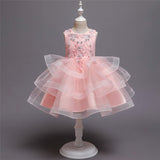 Girl Embroidery Flower Princess Dress Lace Tutu Kids Dresses - honeylives