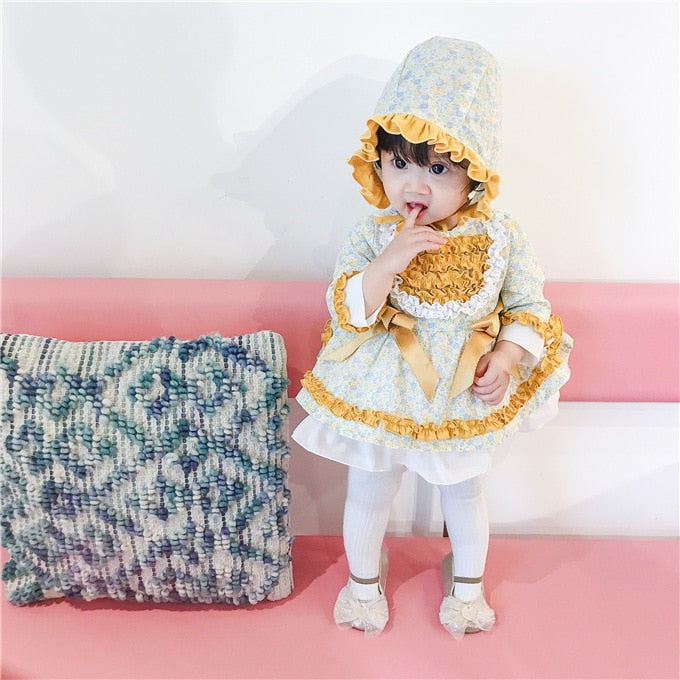 Baby Girl Lolita Floral  Christening Party Frock Boutique 2 Pcs