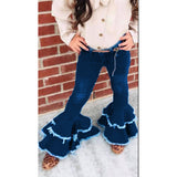 Fashion Girls Flared Trousers Jeans Bell-bottom Trousers Wide Leg Denim Pants