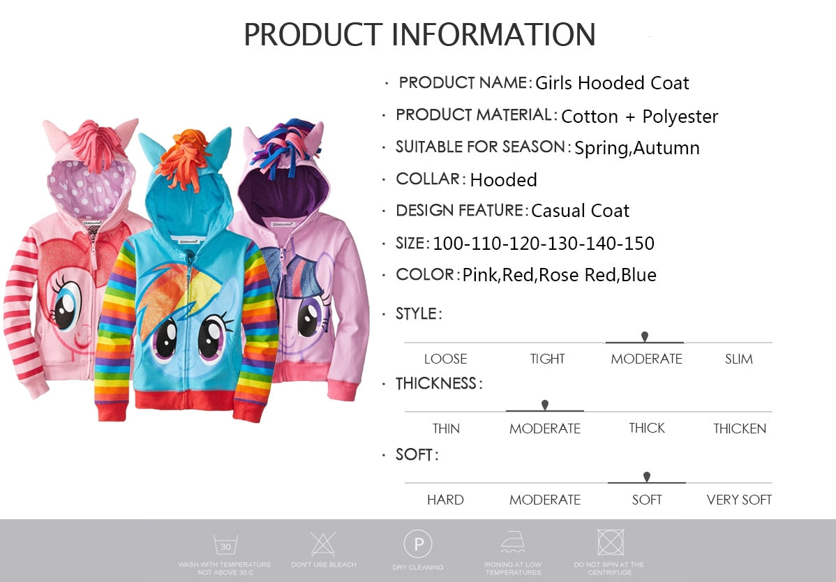 Kids Girls Spring Casual Pony Coats