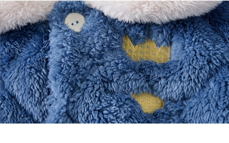 Kid Baby Girls Winter Pajamas Set Plus Velvet  Warm Flannel Thicken Sleepwear