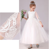 Kid Girl Princess White Lace Bridesmaid Embroidery Birthday Party Dresses