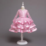 Kid Girl Princess Christmas Long-sleeved Elegant Bow Party Dresses