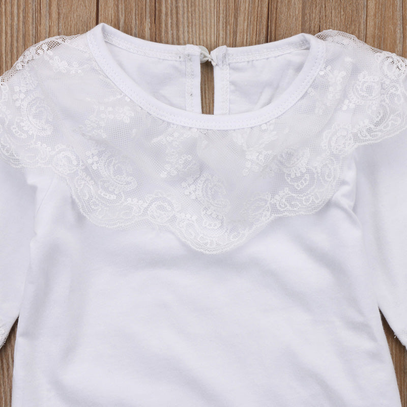 Kind Baby Mädchen Spitze Bogen Prinzessin Party Rock Kleid 2 Pcs Sets Outfit 0-2 Jahre