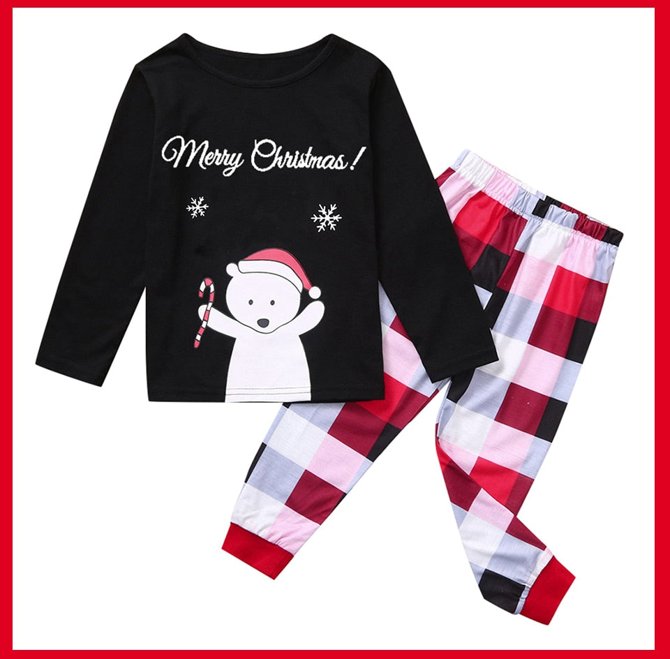 Family Christmas Pajamas Mommy Daughter Son Matching Outfit Nightwear