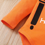 0-18M Baby Halloween Letter Pumpkin Print Bowknot 3 Pcs Set