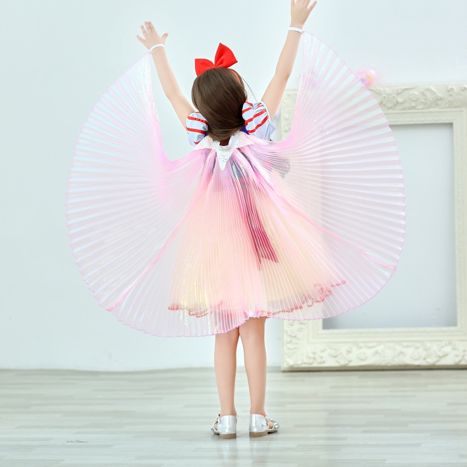 Snow White Elsa Dress Girls Princess Rainbow Cloak Princess Dresse Puff Sleeve - honeylives